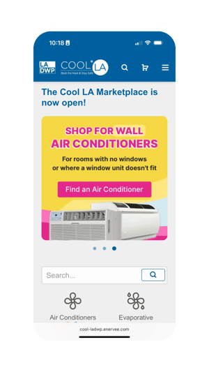LADWP marketplace screenshot promoting inclusive efficiency offers.